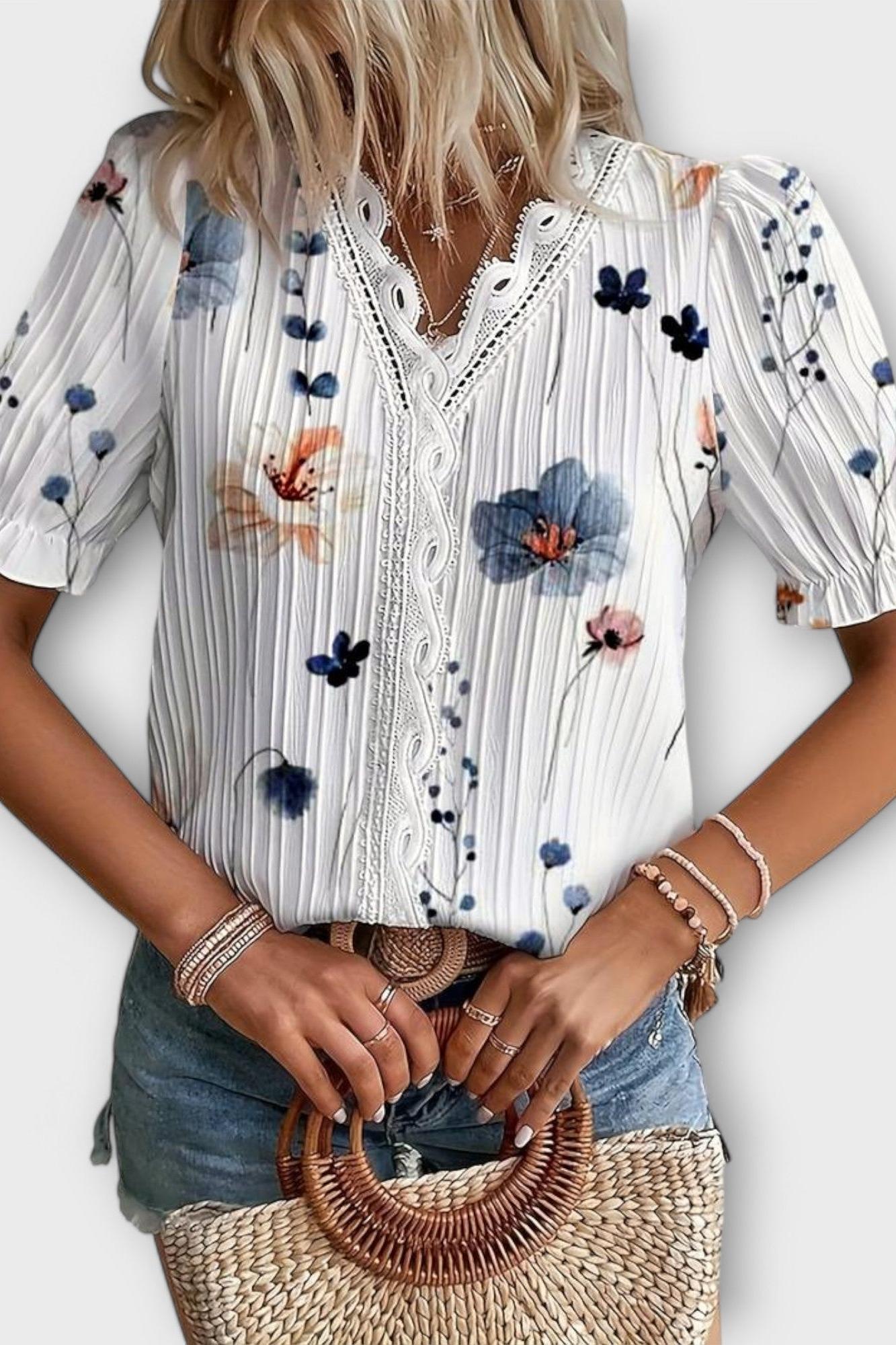 Bruna - Stylový top s V-výstřihem ve tvaru srdce