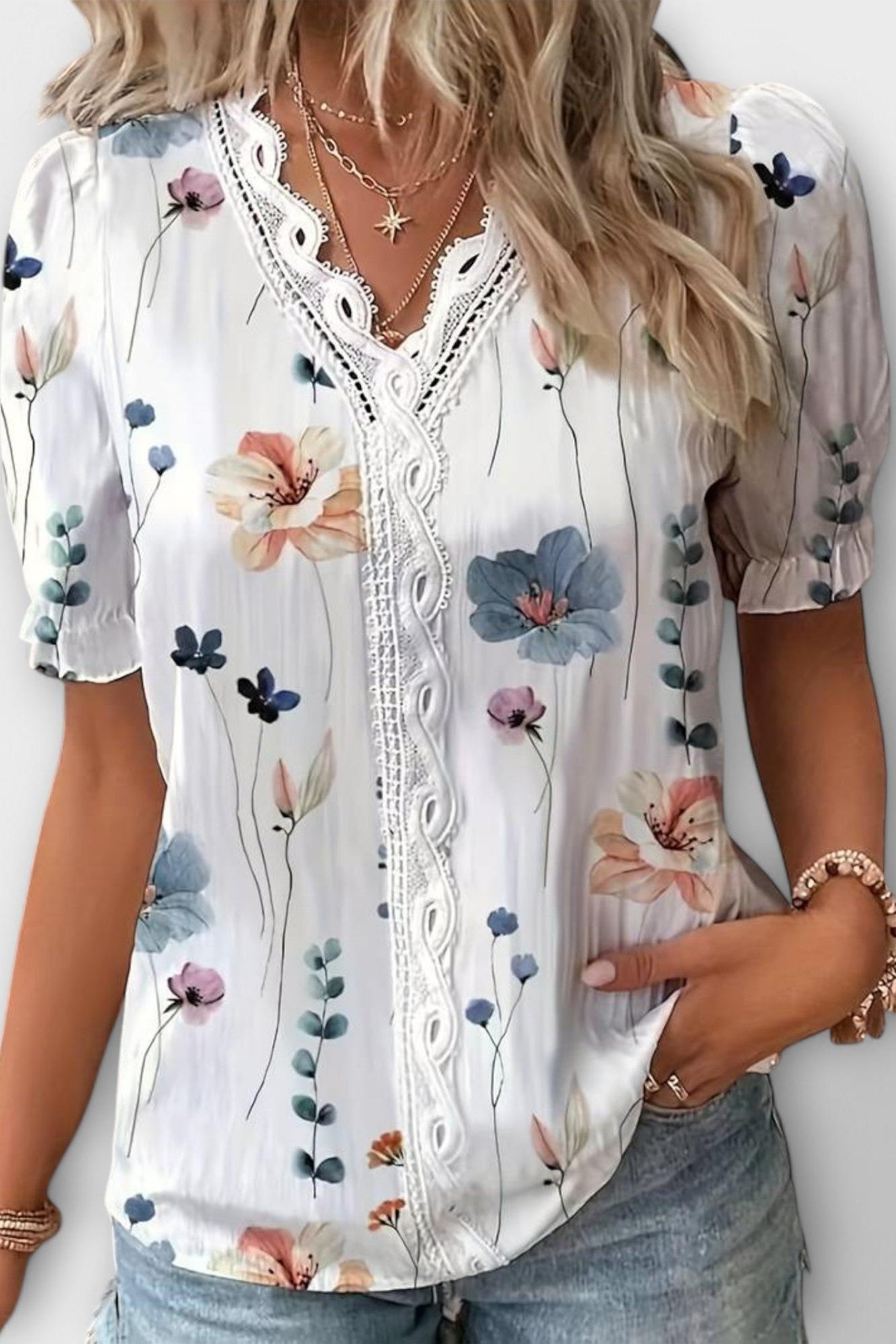 Bruna - Stylový top s V-výstřihem ve tvaru srdce