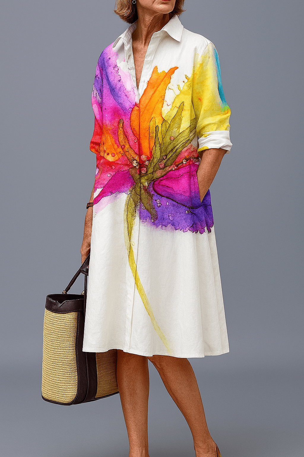 Doris - Elegantní midi šaty pro bezstarostné letní chvíle