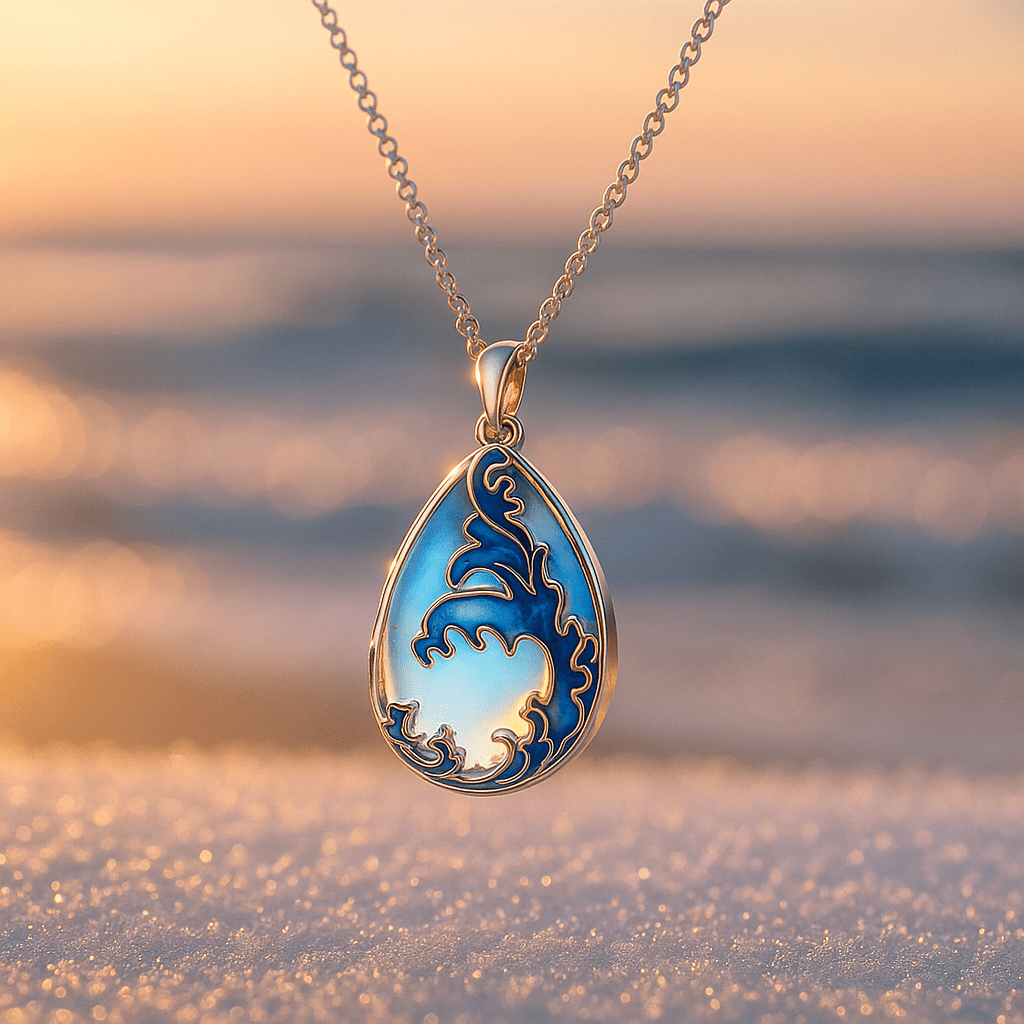 Emalovaný náhrdelník ve tvaru vlny