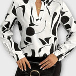 Joana - Stylová dlouhá rukávová blůza s ostrým výstřihem