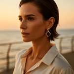 Korálky do uší s čtvercovými černými drahokamy