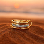 Kulta-kamenný prsten se zirkony