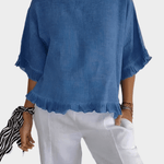 Lehký lněný top s volány a řasením