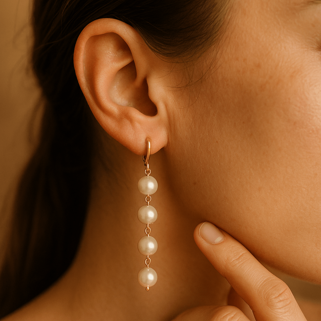 Náušnice s přívěskem a perlou