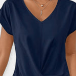 Pohodlný svetr s krátkým rukávem ve tvaru V