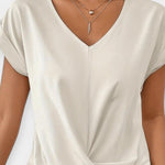 Pohodlný svetr s krátkým rukávem ve tvaru V