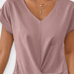 Pohodlný svetr s krátkým rukávem ve tvaru V