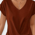 Pohodlný svetr s krátkým rukávem ve tvaru V