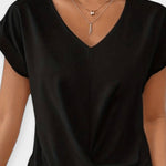 Pohodlný svetr s krátkým rukávem ve tvaru V