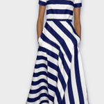 Ručně vyráběné pruhované dlouhé šaty