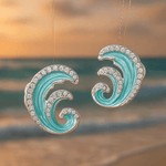 Stylové náušnice s modrými vlnami