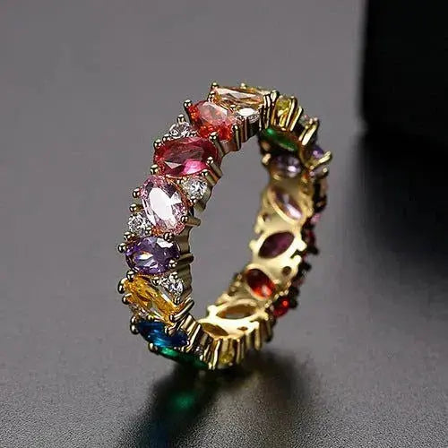 Vintage prsten s multicolor zirkony